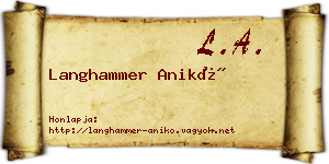 Langhammer Anikó névjegykártya